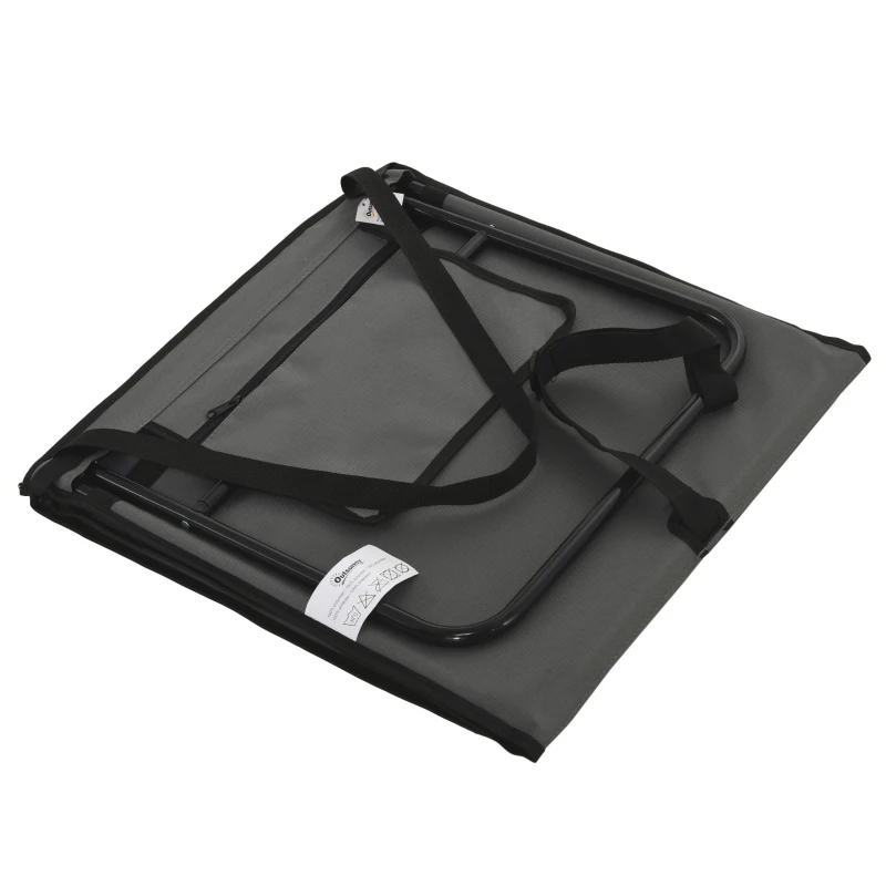 Outsunny Set of 2 Foldable Garden Beach Chair Mat, Outdoor Sun Lounger Seats with Adjustable Back, Magazine Pocket, Carry Bag