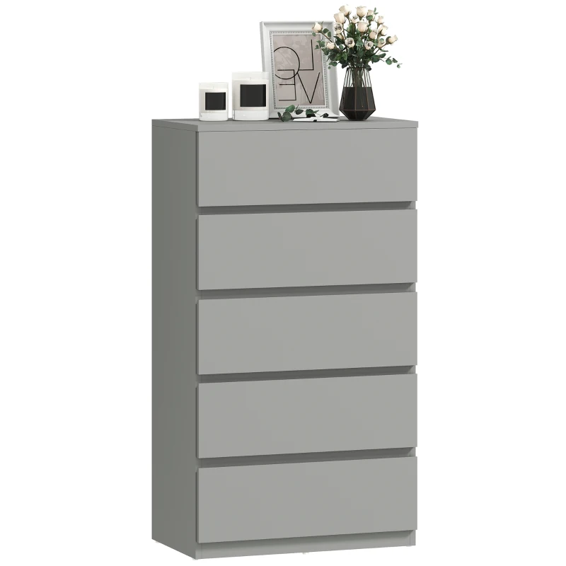 HOMCOM Chest of Drawers, 5-Drawer Storage Cabinets, Modern Dresser, Storage Drawer Unit for Bedroom