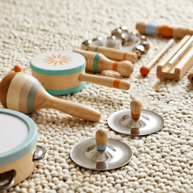 AIYAPLAY Instruments de Musique pour Enfants, Jouets Musicaux en Bois d'Inspiration avec Tambourin et Maracas pour Enfants 3+ Ans