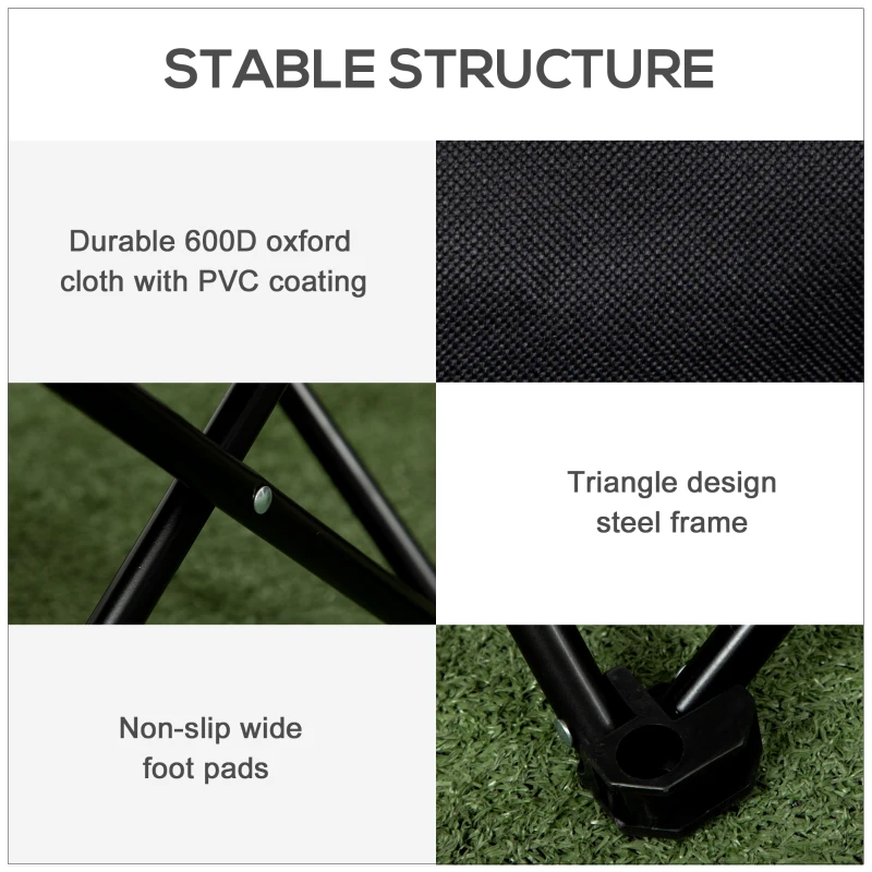 Outsunny Folding Camping Chair, Stalowe nogi, Torba, Idealny na plażę