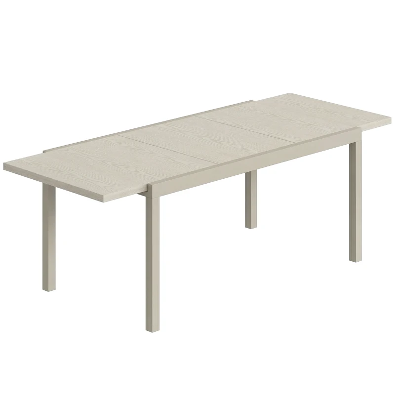 Outsunny Extending Garden Table, Aluminium Outdoor Dining Table for 8-10 with Wood-Like Grained Surface, Light Grey Wood Effect