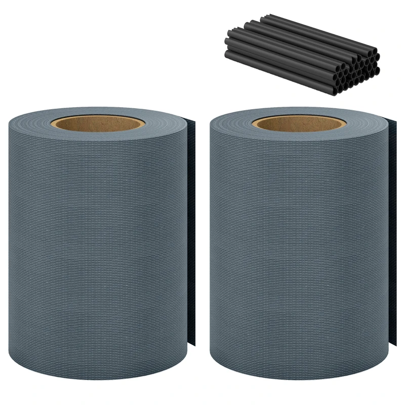 Outsunny 2Pcs Privacy Garden Screen Fence, UV Resistant Waterproof Windbreak Fencing, 35mx19cm, Grey