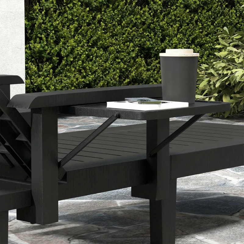 Outsunny Set of 2 Reclining Sun Loungers, 5 Positions Adjustable Outdoor Chaise Lounge Chair with Armrests, Black