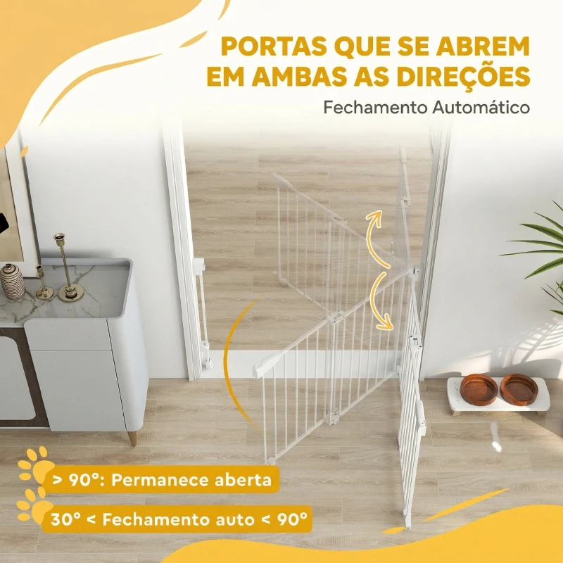 PawHut Barreira de Segurança para Cães 74,5-111,5 cm Porta com Fecho Automático Branco