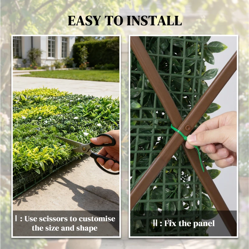 Outsunny Artificial Plant Wall Panel, 100x100 cm Artificial Grass Backdrop Wall, Green