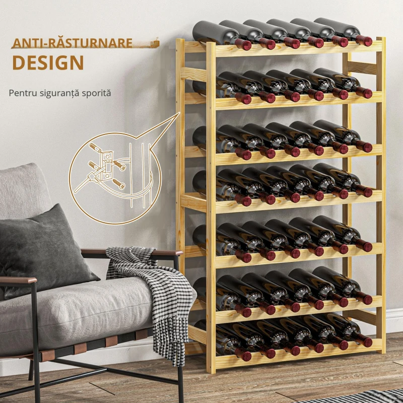 HOMCOM Wooden Wine Rack 42 Bottles, Narrow 7-tier Wine Holder for Home Bar