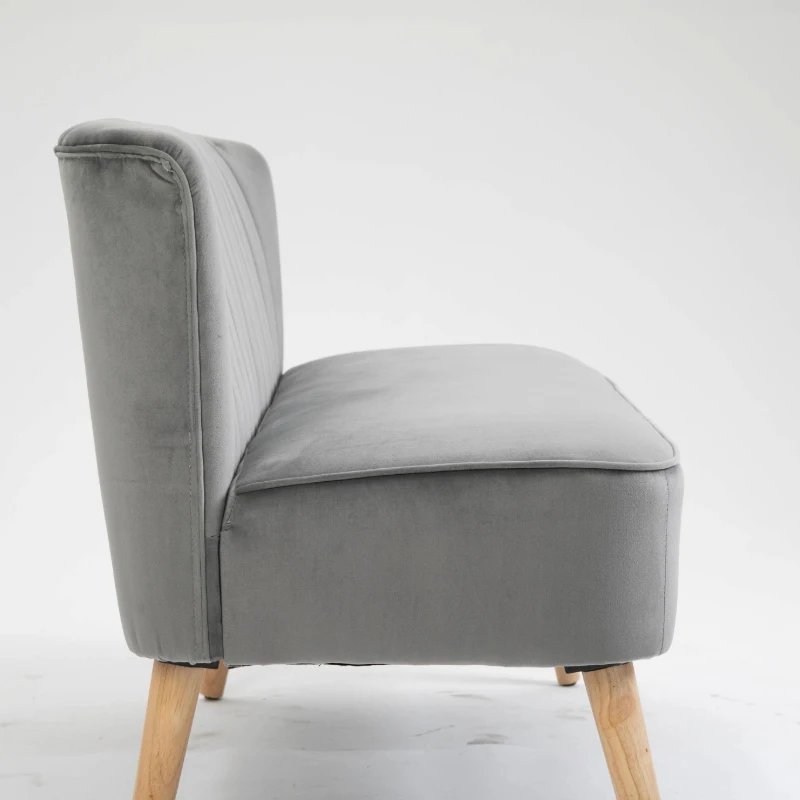 HOMCOM Modern Velvet Double Seat Sofa w/ Wood Frame Foam Padding Soft Comfortable Compact Couch Light Grey