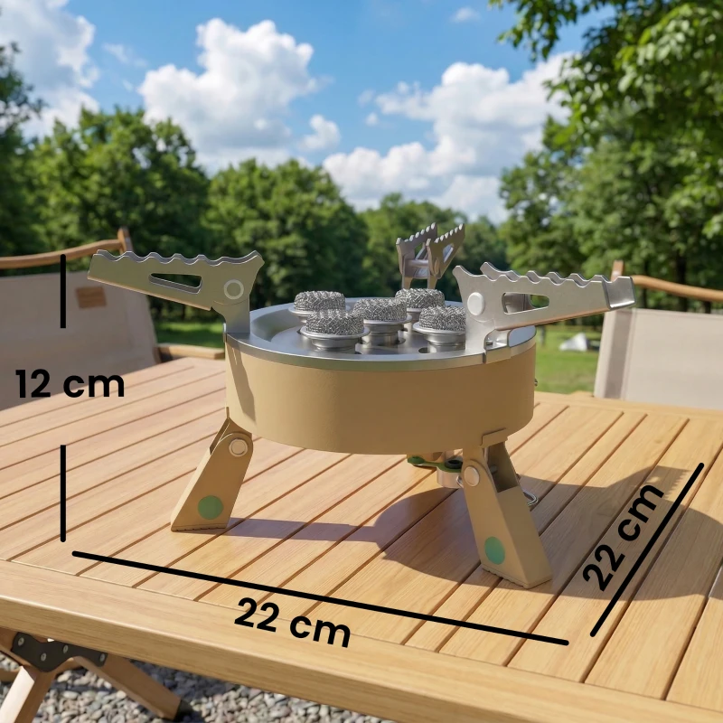 Outsunny 7000W Camping Stove with Piezo Ignition, High Power Gas Stove with 50kg Capacity and Carry Bag for Outdoor Hiking Khaki