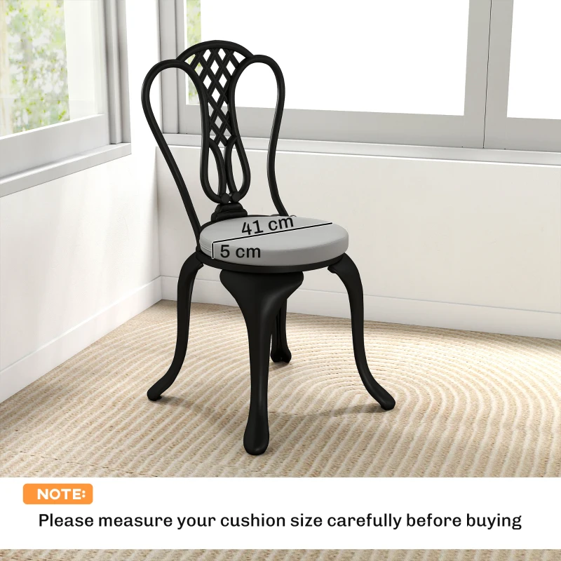 Outsunny Outdoor Bistro Chair Cushions Set of 4 with Removable Cover, 41 x 41 x 5 cm Round Seat Cushions with Ties, Light Grey