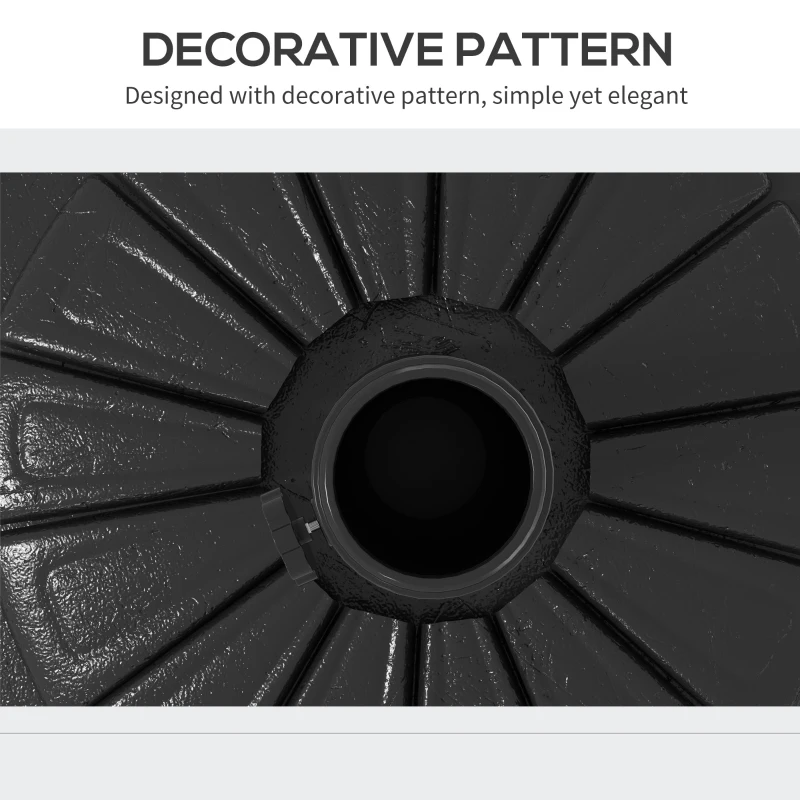 Outsunny Umbrella Base, Heavy Duty Concrete Base Holder with Steel Pole, Round Parasol Stand for Patio, Outdoor, Garden, Black