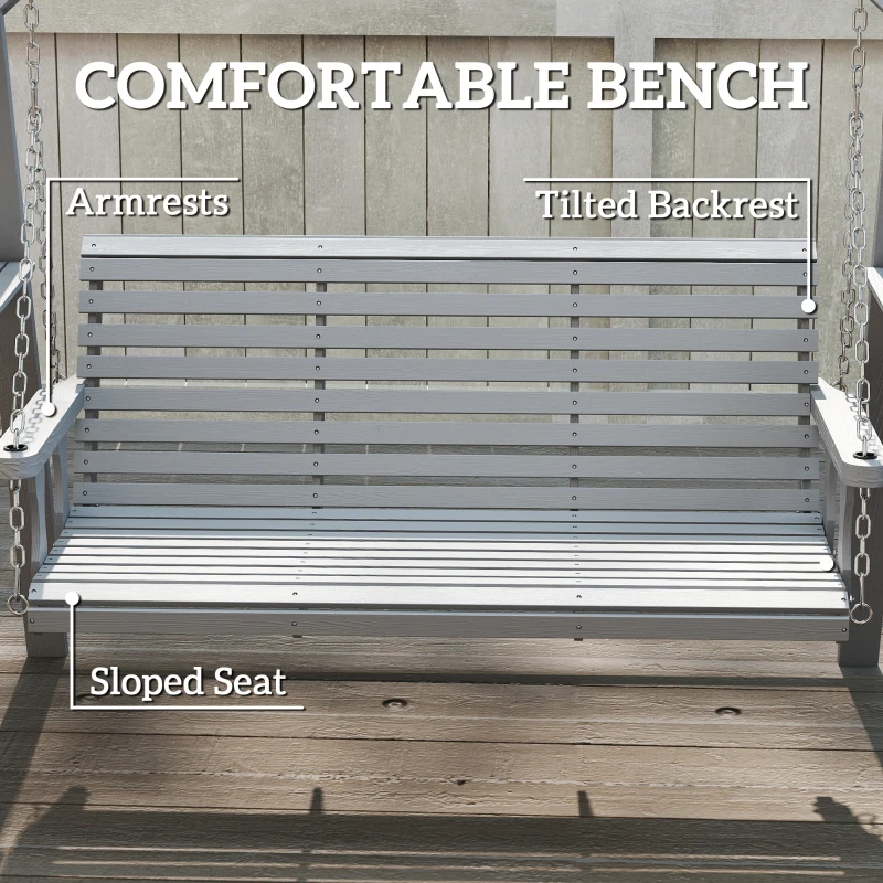 Outsunny Three-Seater Wooden Swing Bench, Dark Grey