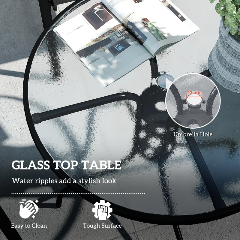 Outsunny Five-Piece Steel Patio Set, with Glass-Top Table - Dark Blue