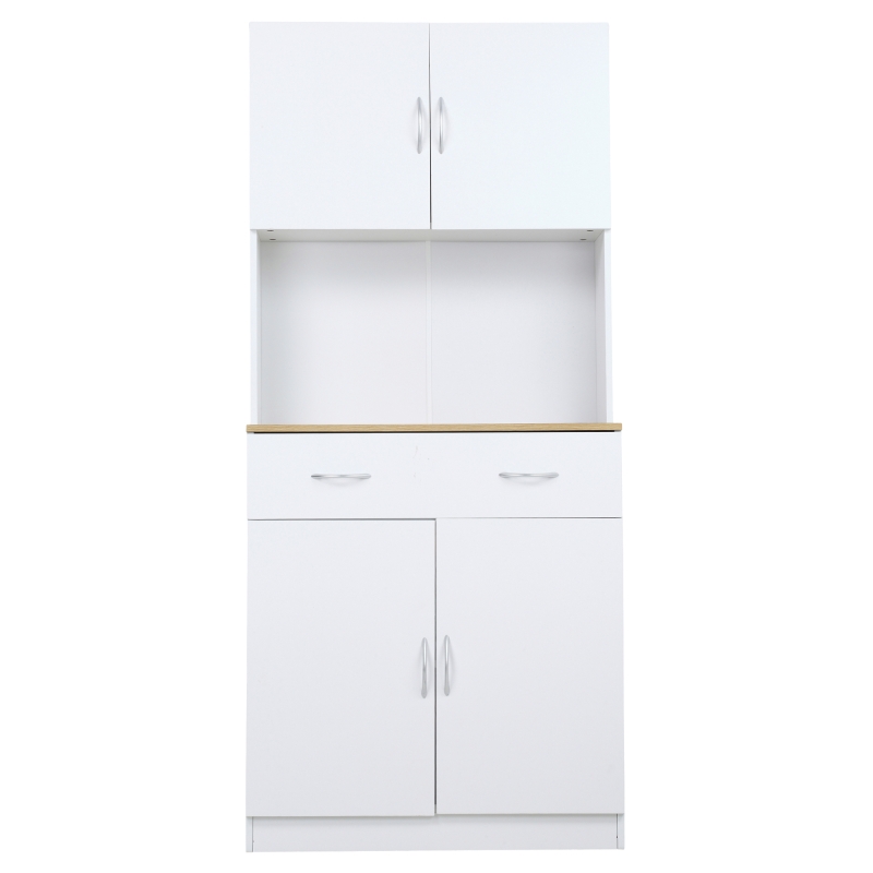 HOMCOM Bufet Bucatarie Alb 80×40×180 cm – Cu Dulap si Sertar