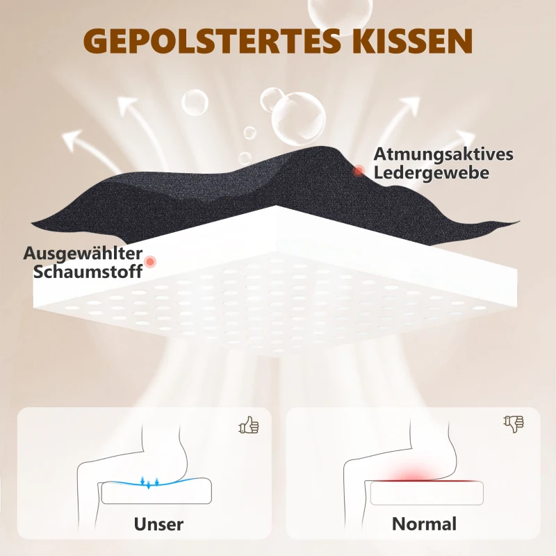 HOMCOM 3D Kneedmassage Bureaustoel met Voetsteun, Verstelbare Computerstoel met Hoge Rugleuning, Leathaire Bekleding, Zwart