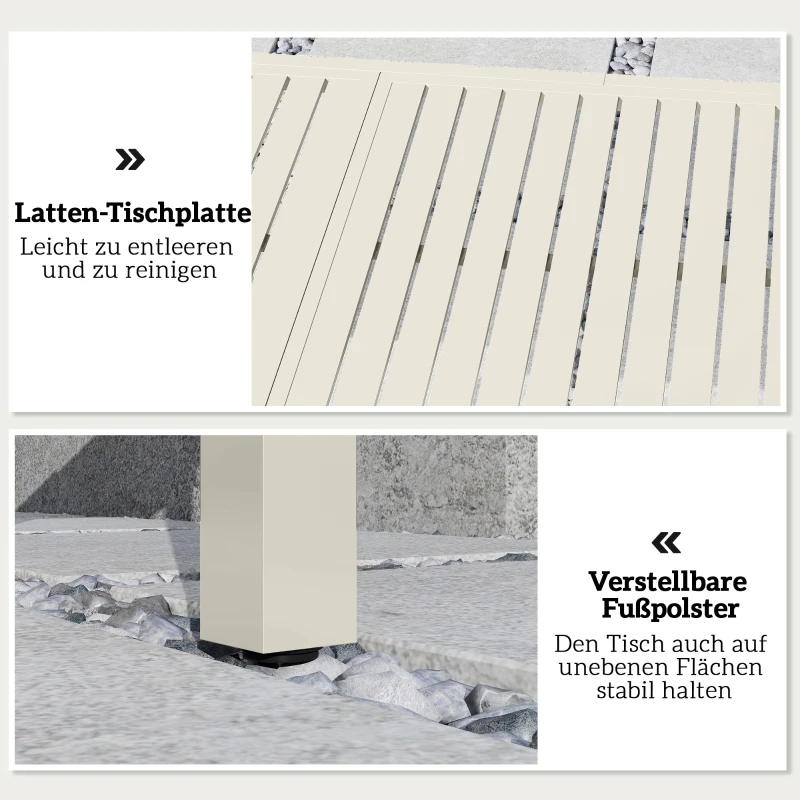 Outsunny Gartentisch Ausziehbarer 150/225 x 85 cm Aluminium Esstisch für 6-8 Personen, Rechteckig Lamellenoptik