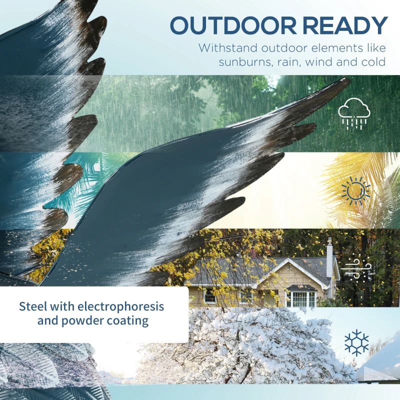 Outsunny Heron Garden Statues, Standing Garden Ornament, Metal Garden Gift with Stakes, Blue & White