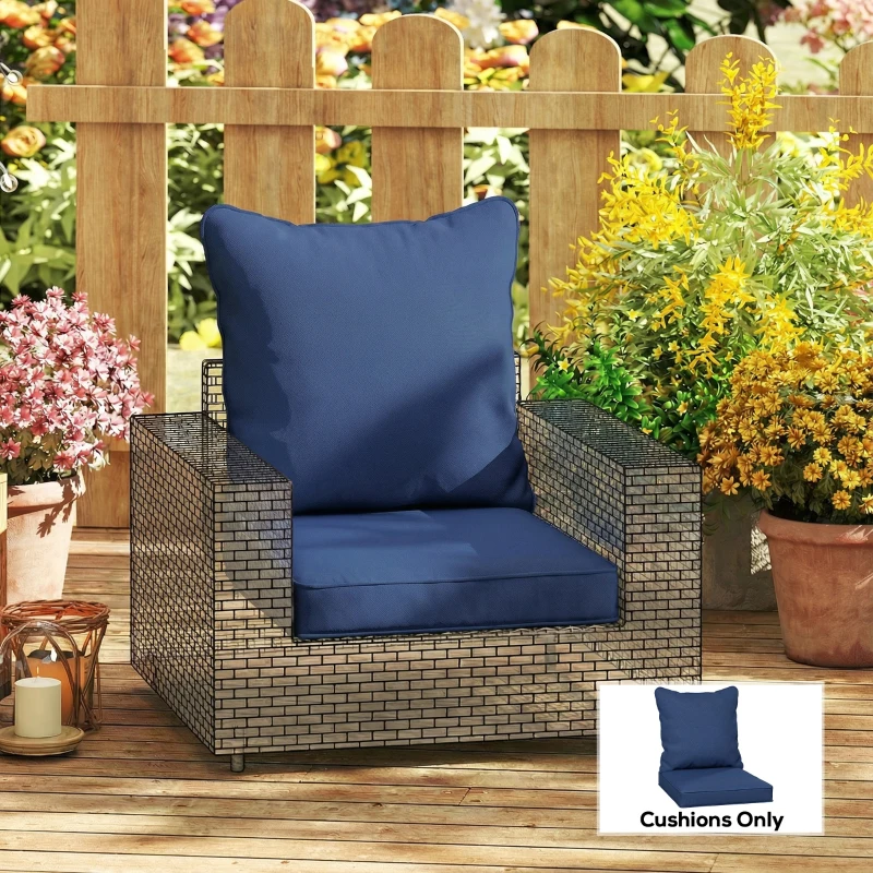 Outsunny Seat and Back Padded Cushion Set, CUSHION ONLY - Dark Blue