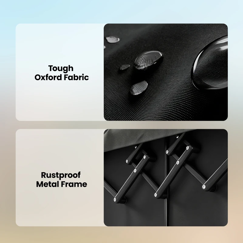 Outsunny 95L Foldable Festival Trolley on Wheels, Collapsible Wagon Cart with Adjustable Handle and 2 Cup Holders, Black