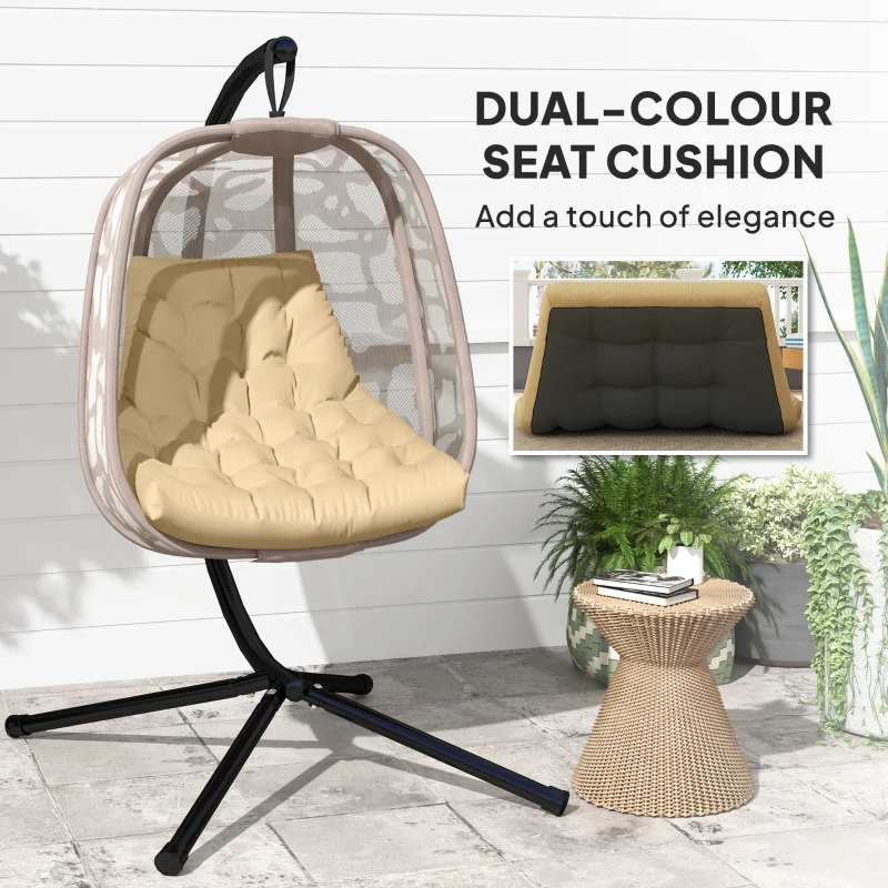 Poduszka na krzesło 120x100 cm, beżowa, związywana