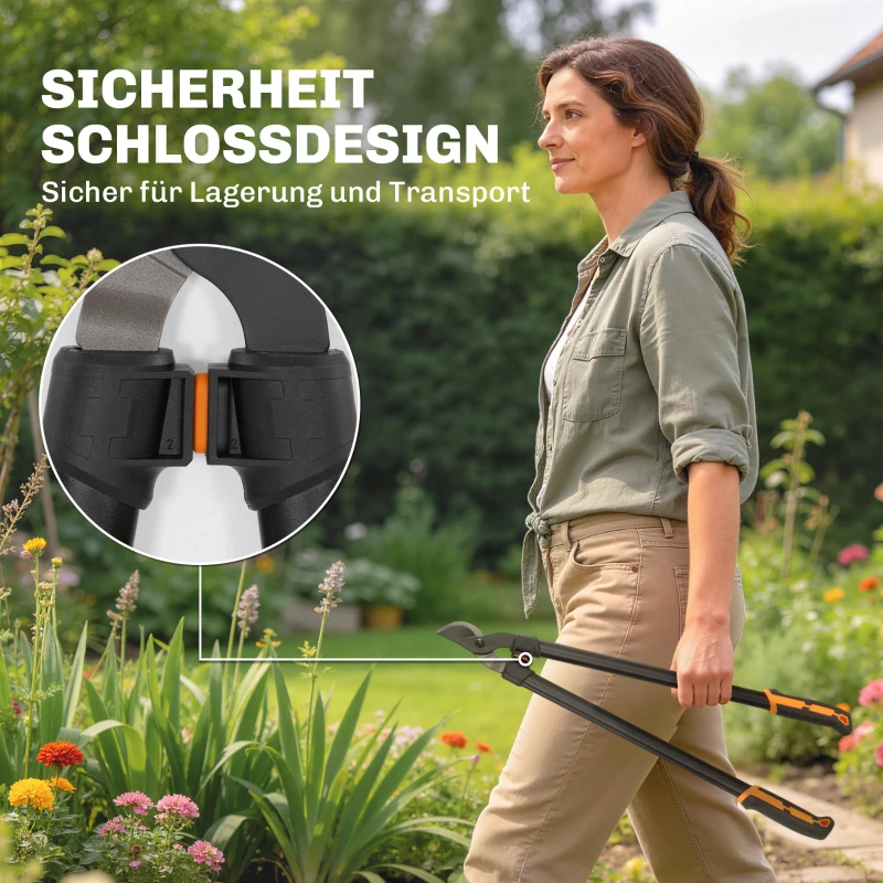Outsunny 2-teiliges Gartenscheren-Set mit Astscheren, Baumscheren, Strauchpflege-Set