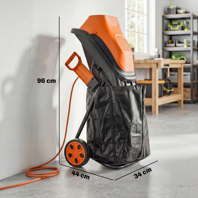 Outsunny 2500W Electric Wood Chipper, Corded Wood Mulcher Shredder with 45L Collection Bag, 4300RPM, 44mm Cutting Diameter