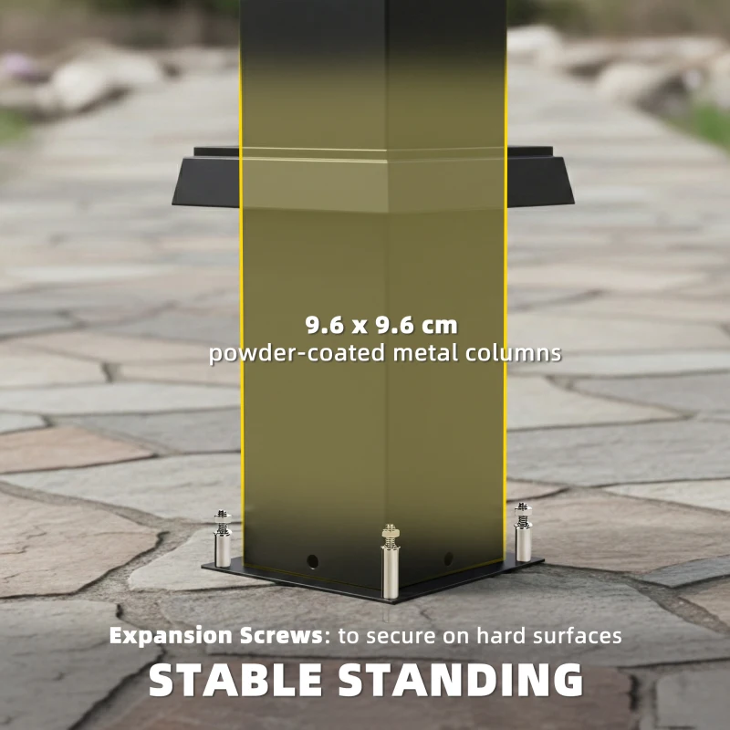 Outsunny 3 x 3 m Louvered Pergola with Solar LED lights, Metal Roof, Patio Gazebo Pergola Canopy with Drainage Gutters, Black