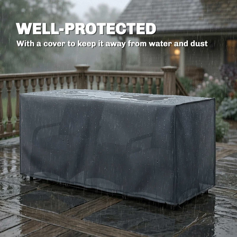 Outsunny 3 Pieces Rattan Bistro Set, Wicker Garden Furniture Set with Metal Frame, Cover, Glass Top Coffee Table, Light Grey