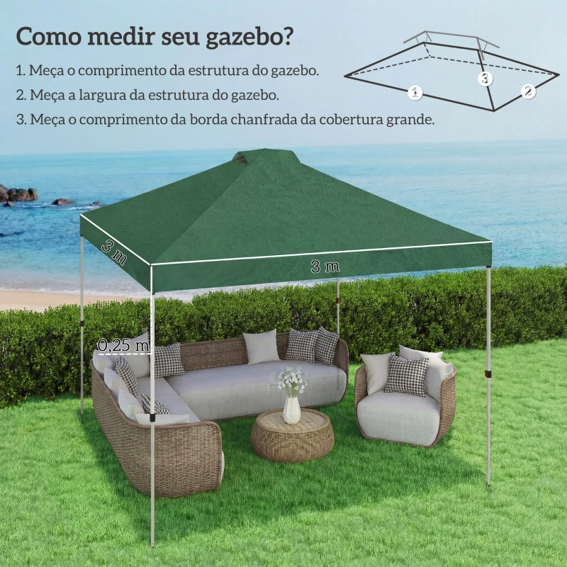 Outsunny Toldo de Substituição para Pérgola 3x3 m Teto de Reposição em Tela Oxford 210D Proteção UV50+ Verde