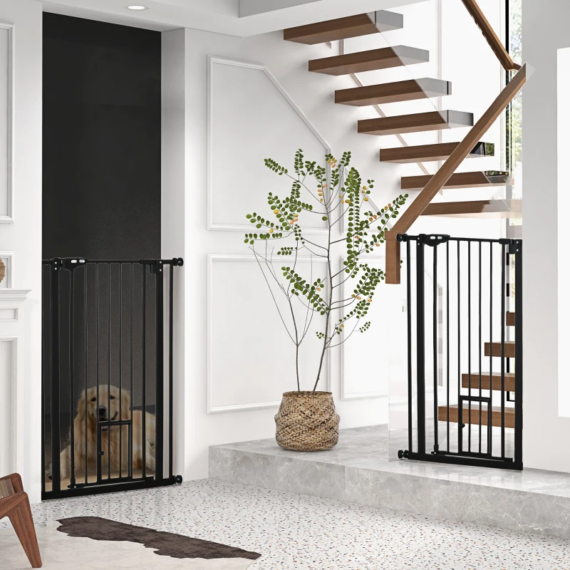 PawHut Lot de 2 barrières de sécurité animaux de 104H cm avec système de double verrouillage sans percage de 74 à 80 cm