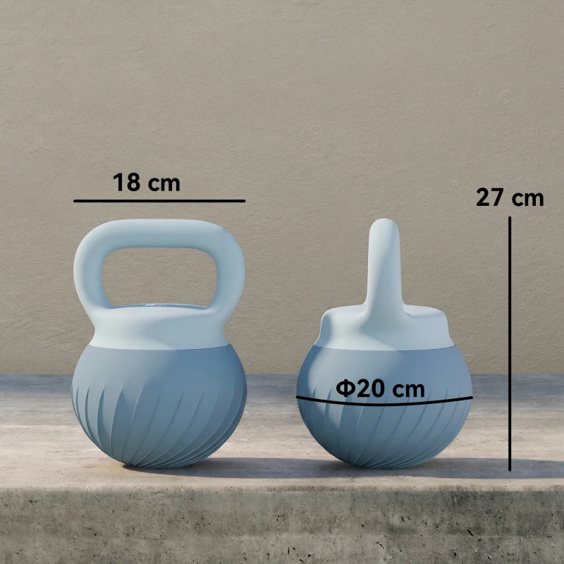 SPORTNOW Kettlebell 6 kg remplie de sable métallique et poignée antidérapante pour entraînement 27x20x20 cm bleu clair
