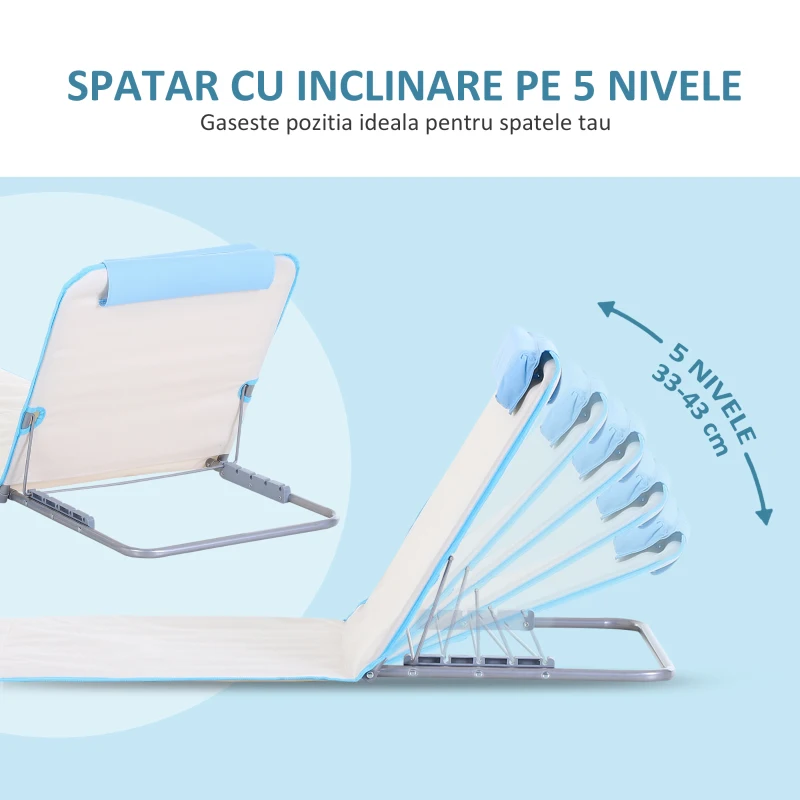 Outsunny Set 2 Șezlonguri de Soare Pliabile cu Spătar Reglabil și Geantă, 48x134x36-45 cm, Bej