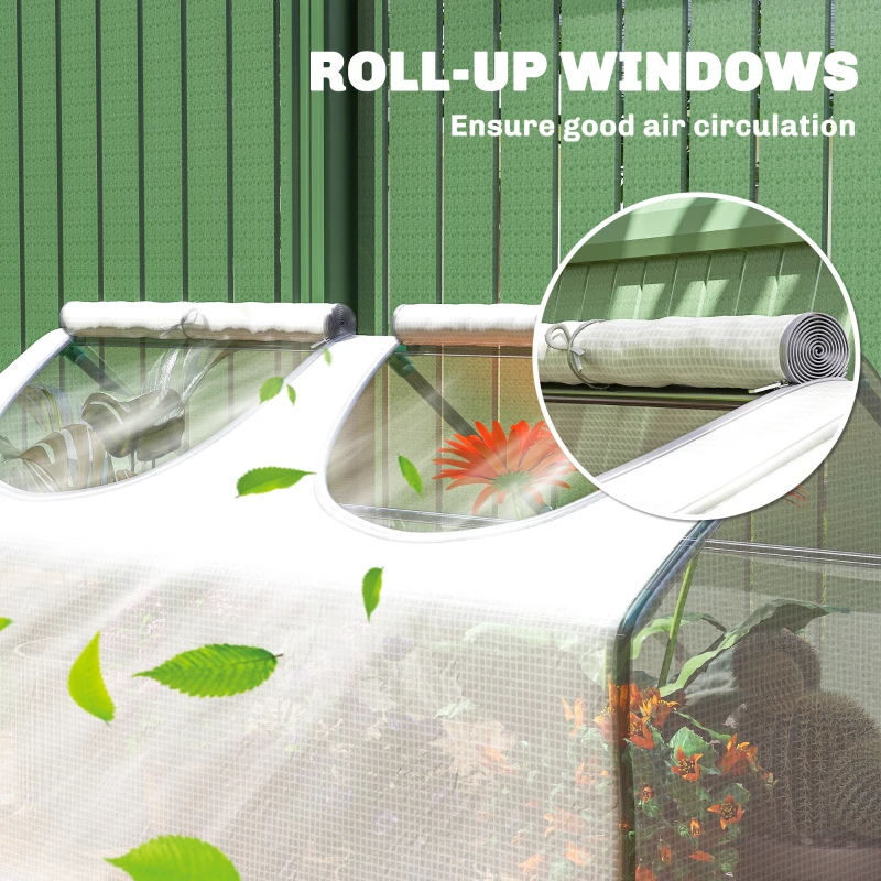 Outsunny Mini Greenhouse Portable Flower Planter Tomato Vegetable House for Garden Backyard with Zipper 120 x 60 x 60 cm, White