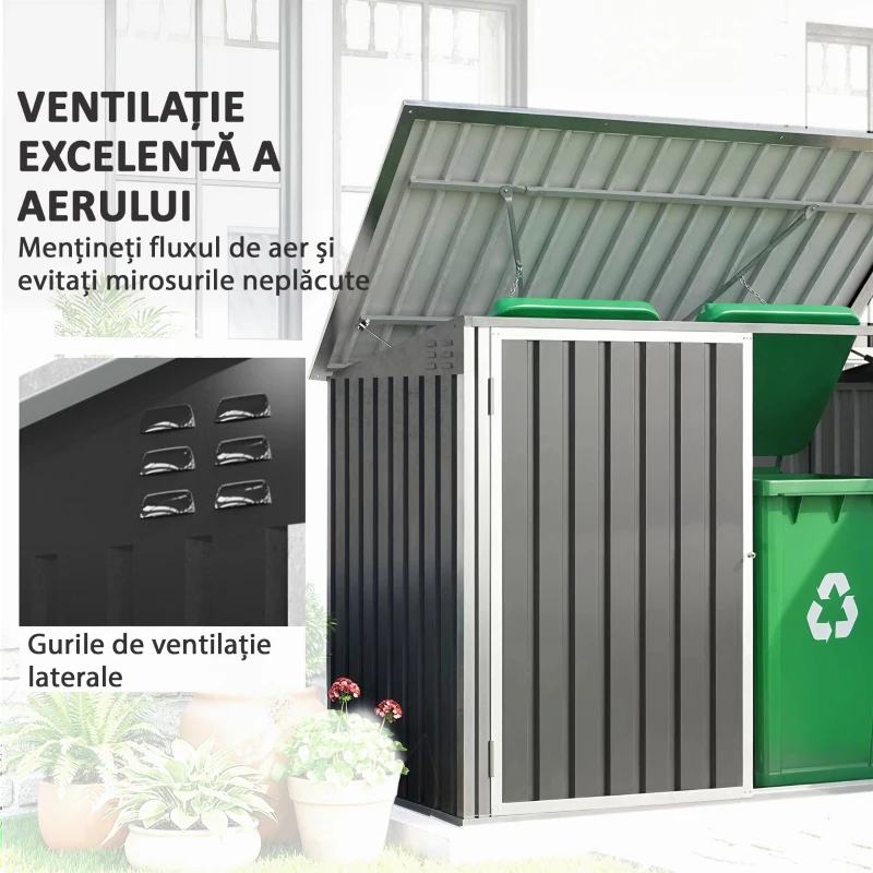 Outsunny coteț pentru tomberoane, spațiu pentru gunoi, ascunzătoare tomberoane, cutie coteț