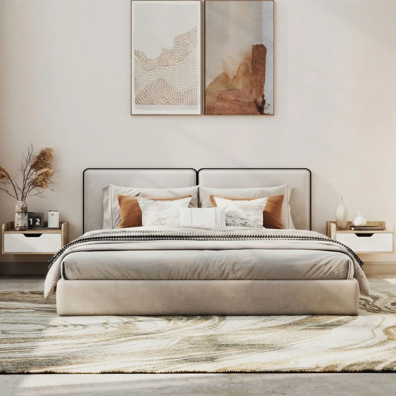 HOMCOM Lot de 2 tables de chevet murales, tables de nuit avec tiroir et plateau à rebords surélevés, 40x30x19,5cm, bois naturel