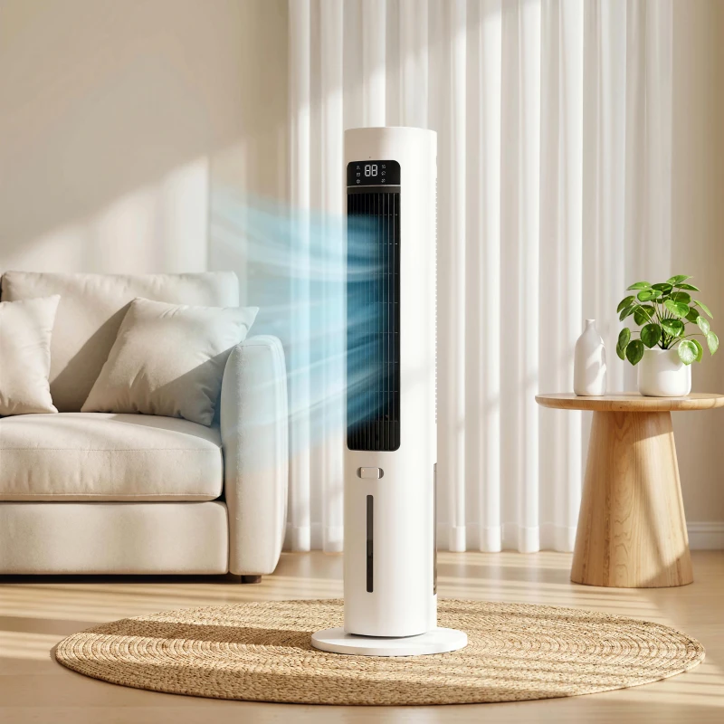 HOMCOM Raffrescatore d'Aria Evaporativo, 3L Serbatoio, 48° Oscillazione, 3 Velocità e Modalità, Bianco