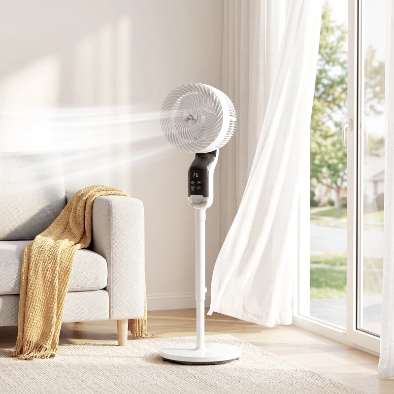 HOMCOM 20 dB Silent Standing Fan, 41" Pedestal Fan with Remote, 85° Oscillating, 8 Speeds, Adjustable Height, 12H Timer