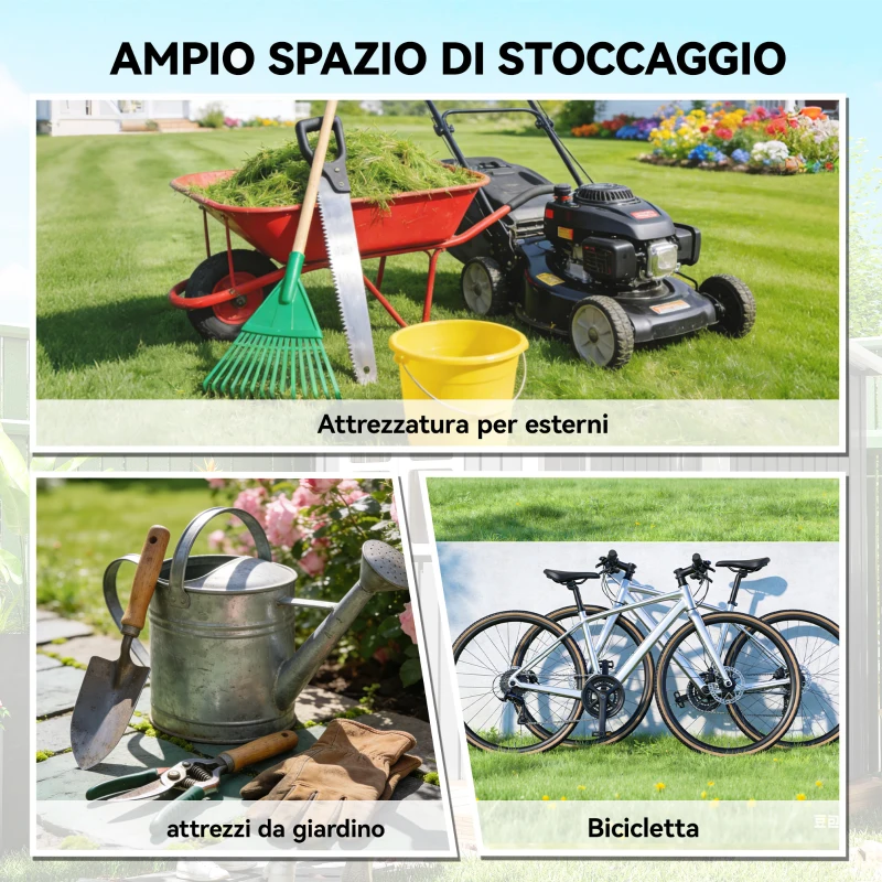 Outsunny Capanno da Giardino in Acciaio con 2 Porte Scorrevoli, Nero, 2,6 m²