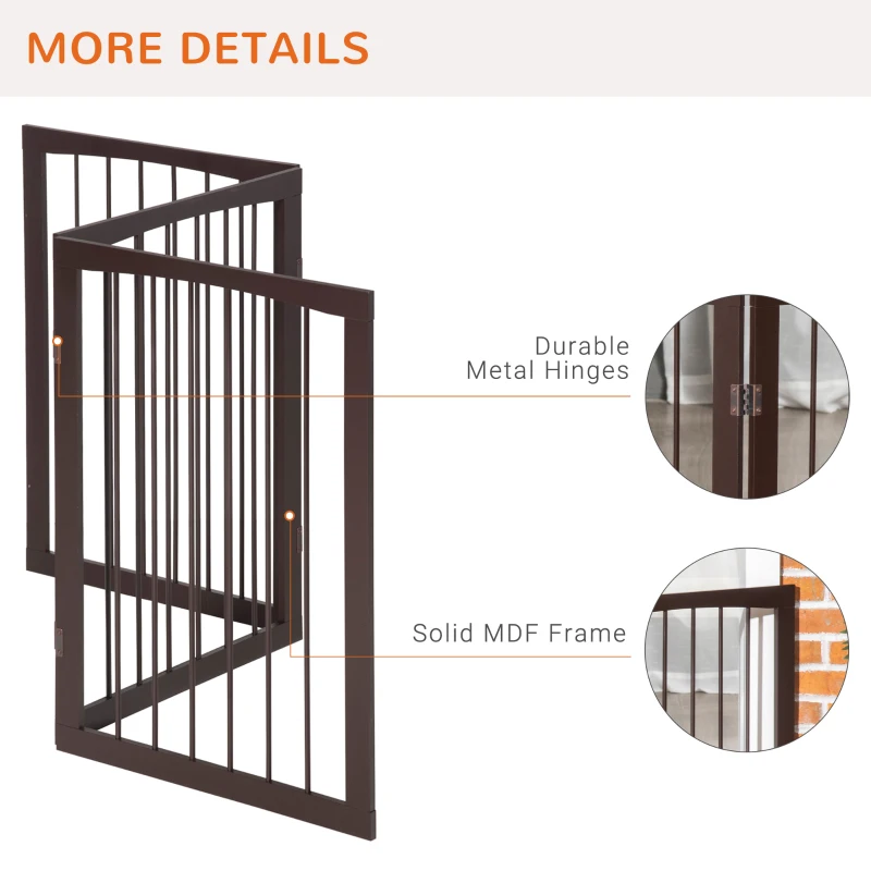 PawHut Folding 3 Panel Pet Gate Wooden Foldable Dog Fence Indoor Free Standing Safety Gate Portable Separation Pet Barrier Guard
