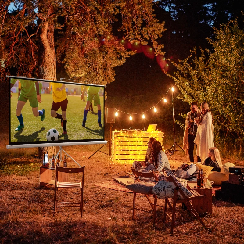 HOMCOM Écran de projection 100 pouces avec support trépied hauteur réglable, écran 4K HD 16:9