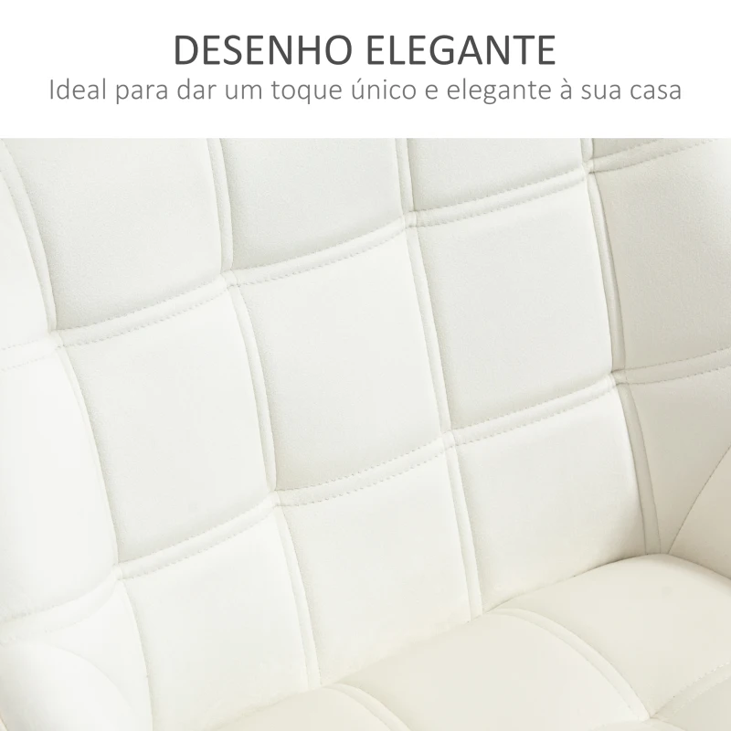 HOMCOM Poltrona de Sala Moderna Estofada em Veludo com Pés de Madeira Poltrona Relax para Sala de Estar Creme