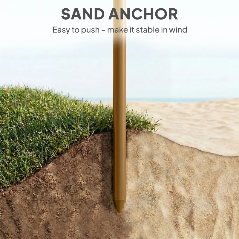 Outsunny Strandschirm mit Strohfransen Ø178 cm mit Neigung Höhenverstellbar UV50+ Tragetasche Hellbraun