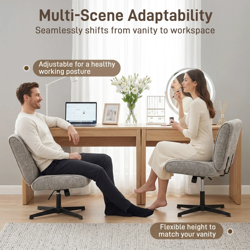 HOMCOM Draaibare Accentstoel, Fluwelen Gestoffeerde Loungestoel met Hoogteverstelling voor Woonkamer, Kantoor, Grijs