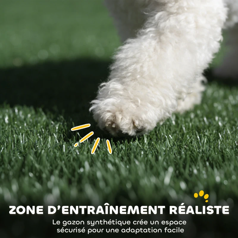 PawHut Toilette pour Chien avec Gazon Artificiel, Parois Hautes et Plateau Coulissant, Système de Drainage, 75x51x36,5cm, Noir