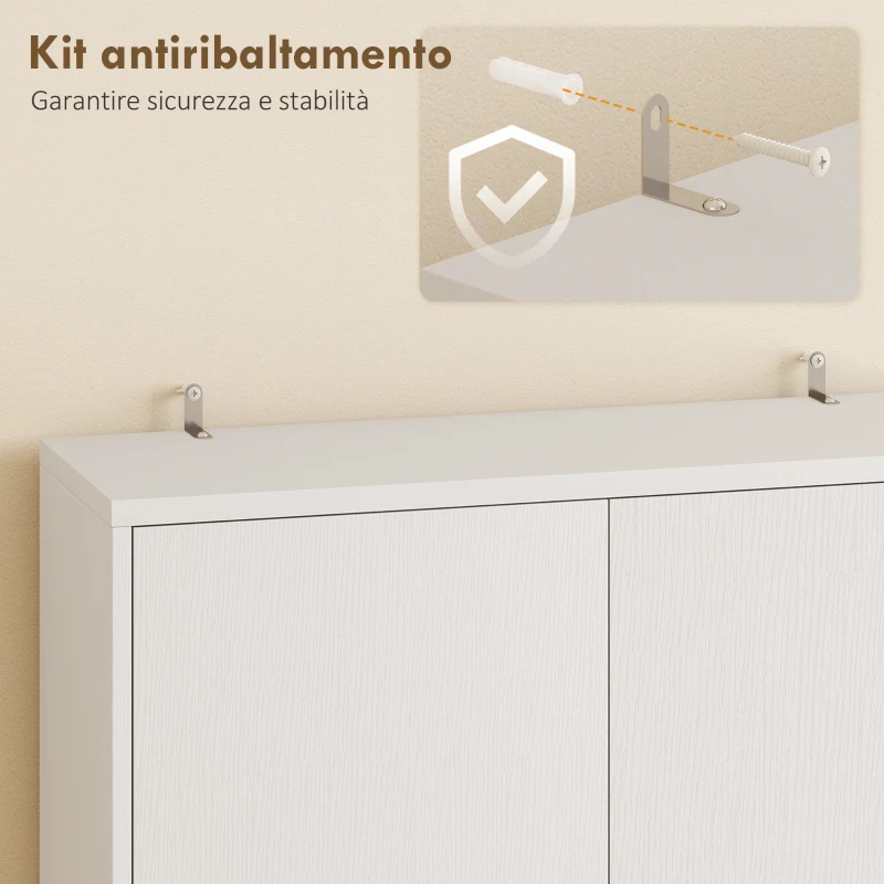 HOMCOM Mobile per Microonde con Ripiano Regolabile e 2 Cassetti, 60x40x170 cm, Bianco