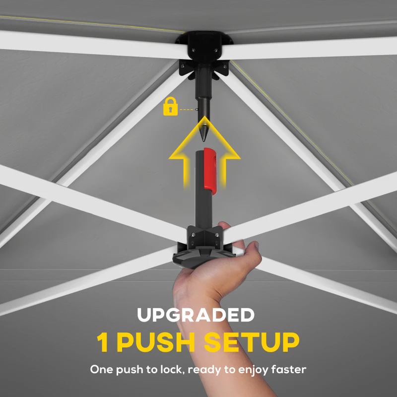 Outsunny Pawilon 3x3m Wodoodporny Stabilny Zimoodporny Pop-up Składany Pawilon, Jednoprzyciskowy Montaż, UV 50+ Ciemnoszary