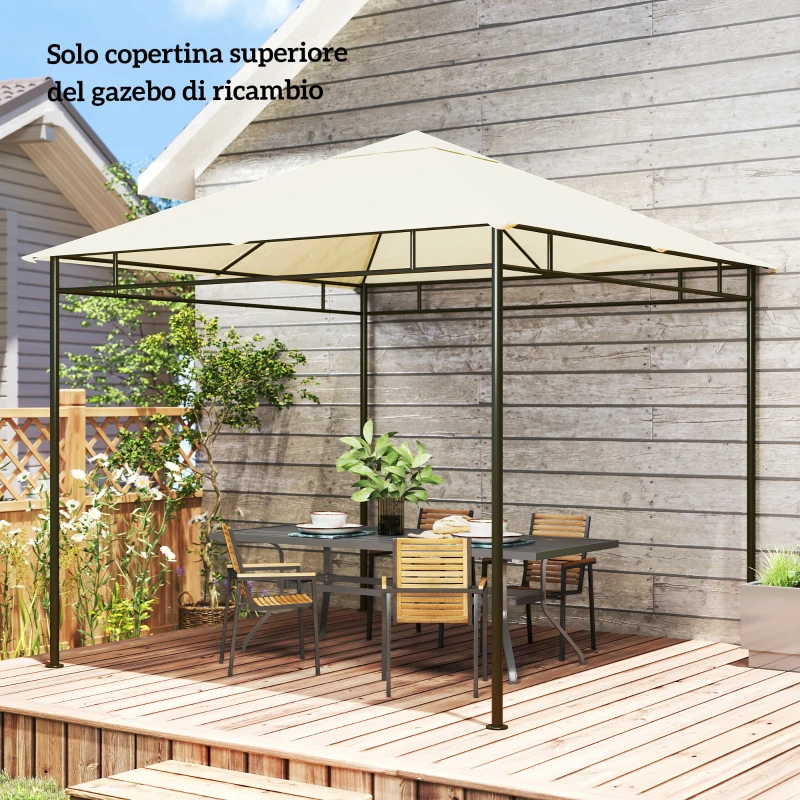 Outsunny Tetto di Ricambio per Gazebo 3x3m in Poliestere con Prese d'Aria e Fori di Drenaggio, Crema