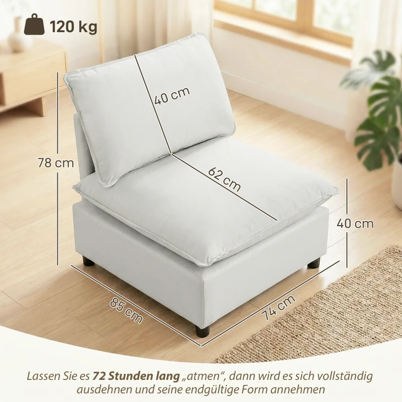 HOMCOM Sofá de 2 plazas, 146 cm sofá modular de cuero sintético con asiento ancho y profundo, cojines gruesos, montaje fácil, Gris