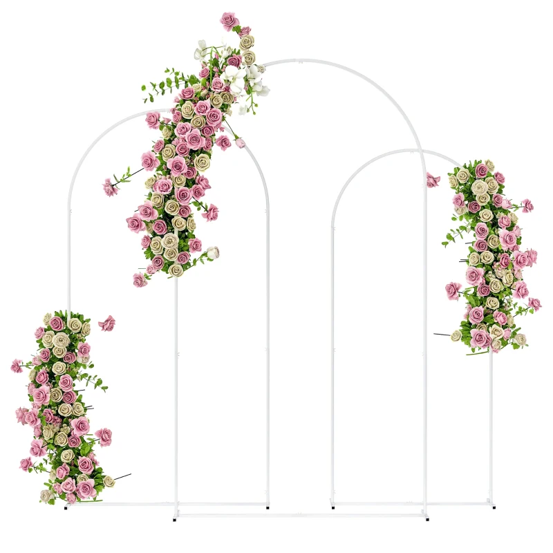 Outsunny Wedding Arch Frame Set, Metal Balloon Arch Stand Set, Balloon Arch Stand Set for Birthday Party, 2.2, 2, 1.8 m White