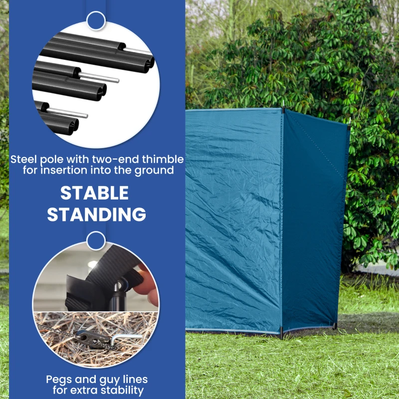 Outsunny Camping Windbreak, Foldable Portable Wind Blocker w/ Carry Bag and Steel Poles, 780cm x 150cm