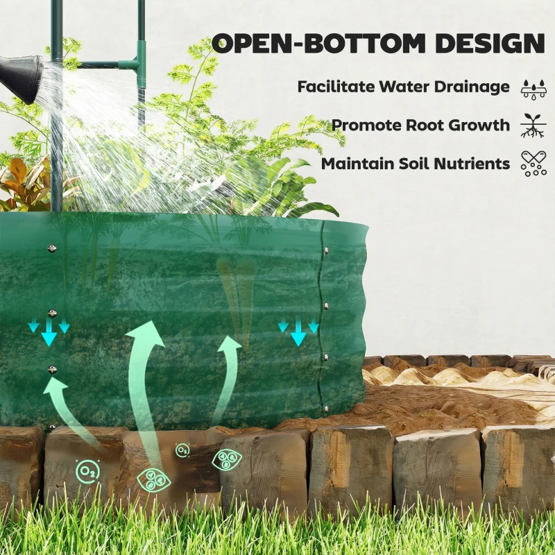 Outsunny Galvanised Raised Garden Bed with Arched Trellis, 5 x 3 x 6ft Metal Raised Bed for Garden with Open Bottom, Green